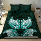 New Zealand Ta Moko Bedding Set Aotearoa Maori Chest Tattoo Turquoise