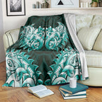 New Zealand Ta Moko Blanket Aotearoa Maori Chest Tattoo Turquoise