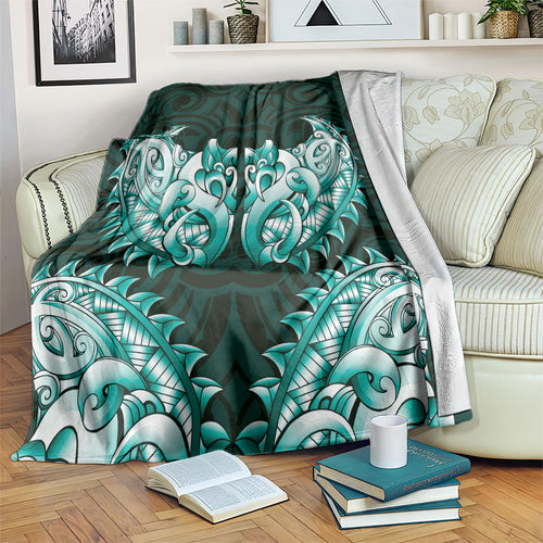New Zealand Ta Moko Blanket Aotearoa Maori Chest Tattoo Turquoise