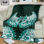New Zealand Ta Moko Blanket Aotearoa Maori Chest Tattoo Turquoise