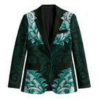 New Zealand Ta Moko Blazer Aotearoa Maori Chest Tattoo Turquoise