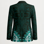 New Zealand Ta Moko Blazer Aotearoa Maori Chest Tattoo Turquoise