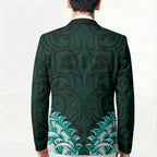 New Zealand Ta Moko Blazer Aotearoa Maori Chest Tattoo Turquoise