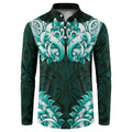 New Zealand Ta Moko Button Sweatshirt Aotearoa Maori Chest Tattoo Turquoise
