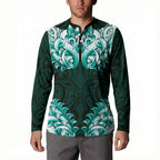 New Zealand Ta Moko Button Sweatshirt Aotearoa Maori Chest Tattoo Turquoise