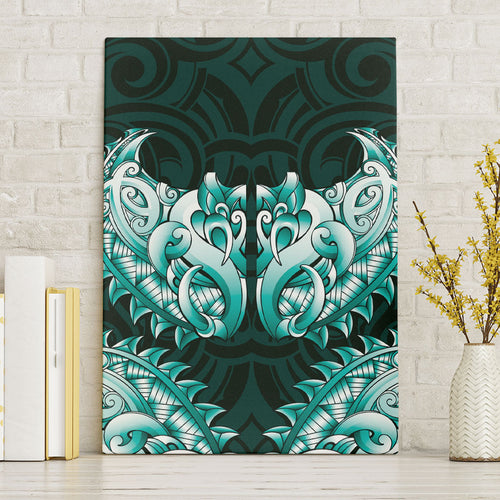 New Zealand Ta Moko Canvas Wall Art Aotearoa Maori Chest Tattoo Turquoise