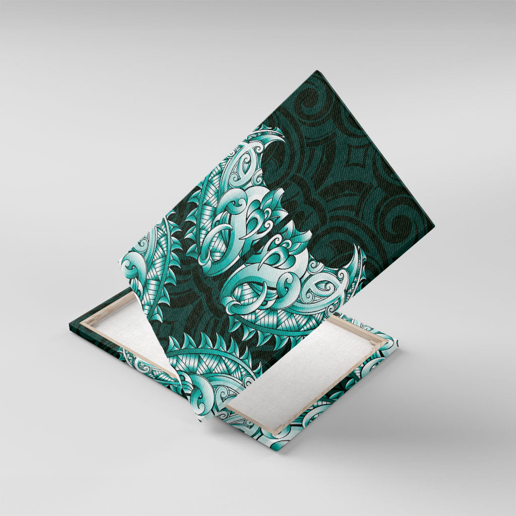 New Zealand Ta Moko Canvas Wall Art Aotearoa Maori Chest Tattoo Turquoise