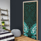 New Zealand Ta Moko Door Cover Aotearoa Maori Chest Tattoo Turquoise