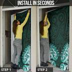 New Zealand Ta Moko Door Cover Aotearoa Maori Chest Tattoo Turquoise