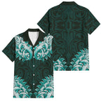 New Zealand Ta Moko Family Matching Mermaid Dress and Hawaiian Shirt Aotearoa Maori Chest Tattoo Turquoise