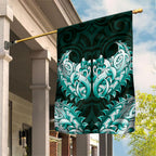 New Zealand Ta Moko Garden Flag Aotearoa Maori Chest Tattoo Turquoise