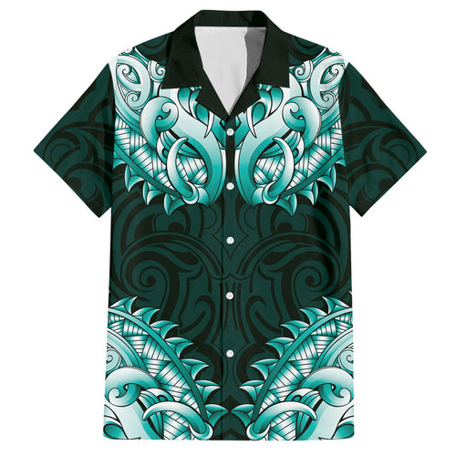New Zealand Ta Moko Hawaiian Shirt Aotearoa Maori Chest Tattoo Turquoise