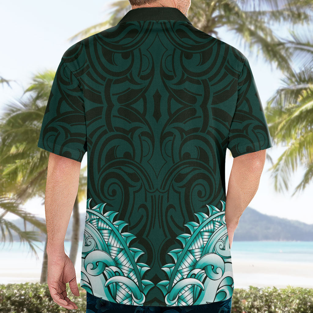 New Zealand Ta Moko Hawaiian Shirt Aotearoa Maori Chest Tattoo Turquoise