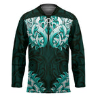 New Zealand Ta Moko Hockey Jersey Aotearoa Maori Chest Tattoo Turquoise