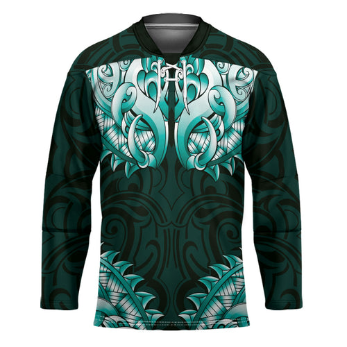 New Zealand Ta Moko Hockey Jersey Aotearoa Maori Chest Tattoo Turquoise