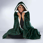 New Zealand Ta Moko Hooded Blanket Aotearoa Maori Chest Tattoo Turquoise