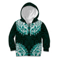 New Zealand Ta Moko Kid Hoodie Aotearoa Maori Chest Tattoo Turquoise