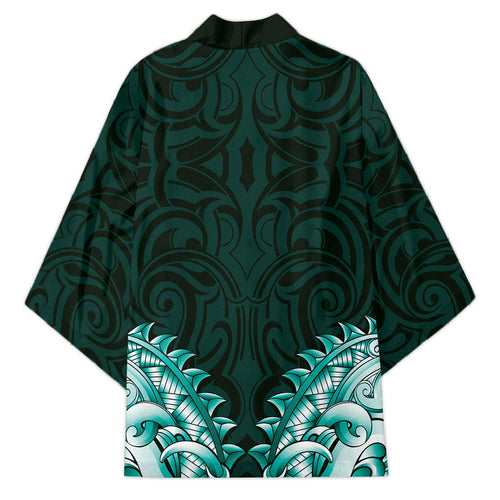 New Zealand Ta Moko Kimono Aotearoa Maori Chest Tattoo Turquoise