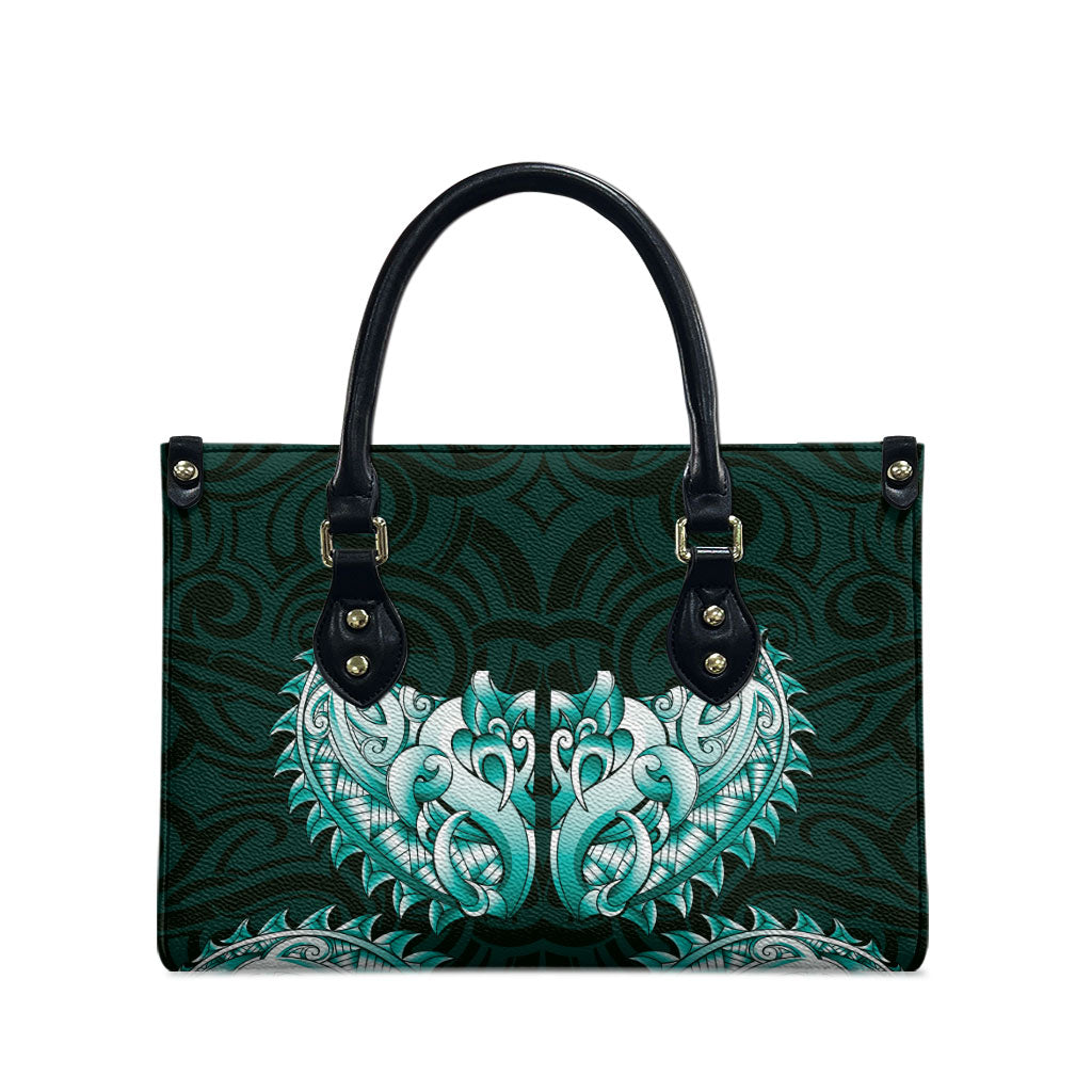 New Zealand Ta Moko Leather Bag Aotearoa Maori Chest Tattoo Turquoise