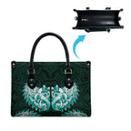 New Zealand Ta Moko Leather Bag Aotearoa Maori Chest Tattoo Turquoise