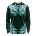 New Zealand Ta Moko Long Sleeve Shirt Aotearoa Maori Chest Tattoo Turquoise