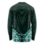 New Zealand Ta Moko Long Sleeve Shirt Aotearoa Maori Chest Tattoo Turquoise
