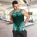 New Zealand Ta Moko Men Tank Top Aotearoa Maori Chest Tattoo Turquoise