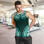 New Zealand Ta Moko Men Tank Top Aotearoa Maori Chest Tattoo Turquoise
