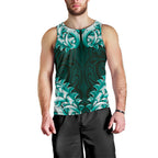 New Zealand Ta Moko Men Tank Top Aotearoa Maori Chest Tattoo Turquoise