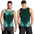 New Zealand Ta Moko Men Tank Top Aotearoa Maori Chest Tattoo Turquoise