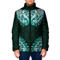 New Zealand Ta Moko Padded Jacket Aotearoa Maori Chest Tattoo Turquoise