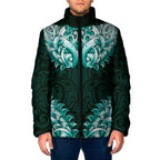 New Zealand Ta Moko Padded Jacket Aotearoa Maori Chest Tattoo Turquoise