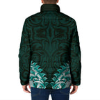 New Zealand Ta Moko Padded Jacket Aotearoa Maori Chest Tattoo Turquoise