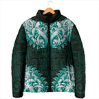 New Zealand Ta Moko Padded Jacket Aotearoa Maori Chest Tattoo Turquoise