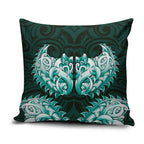 New Zealand Ta Moko Pillow Cover Aotearoa Maori Chest Tattoo Turquoise
