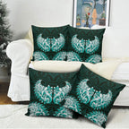 New Zealand Ta Moko Pillow Cover Aotearoa Maori Chest Tattoo Turquoise