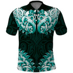 New Zealand Ta Moko Polo Shirt Aotearoa Maori Chest Tattoo Turquoise