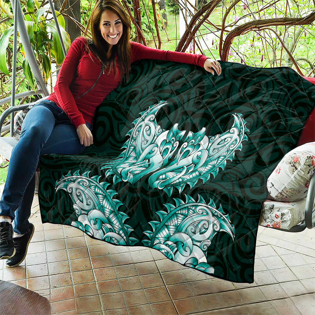 New Zealand Ta Moko Quilt Aotearoa Maori Chest Tattoo Turquoise