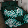 New Zealand Ta Moko Quilt Bed Set Aotearoa Maori Chest Tattoo Turquoise