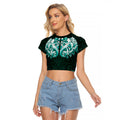 New Zealand Ta Moko Raglan Cropped T Shirt Aotearoa Maori Chest Tattoo Turquoise