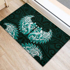 New Zealand Ta Moko Rubber Doormat Aotearoa Maori Chest Tattoo Turquoise
