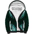 New Zealand Ta Moko Sherpa Hoodie Aotearoa Maori Chest Tattoo Turquoise