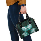 New Zealand Ta Moko Shoulder Handbag Aotearoa Maori Chest Tattoo Turquoise