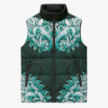 New Zealand Ta Moko Sleeveless Puffer Jacket Aotearoa Maori Chest Tattoo Turquoise
