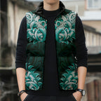 New Zealand Ta Moko Sleeveless Puffer Jacket Aotearoa Maori Chest Tattoo Turquoise