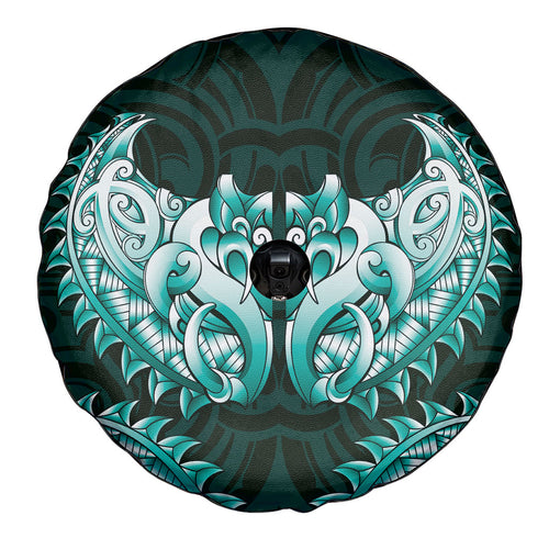 New Zealand Ta Moko Spare Tire Cover Aotearoa Maori Chest Tattoo Turquoise