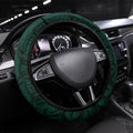 New Zealand Ta Moko Steering Wheel Cover Aotearoa Maori Chest Tattoo Turquoise