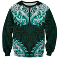 New Zealand Ta Moko Sweatshirt Aotearoa Maori Chest Tattoo Turquoise