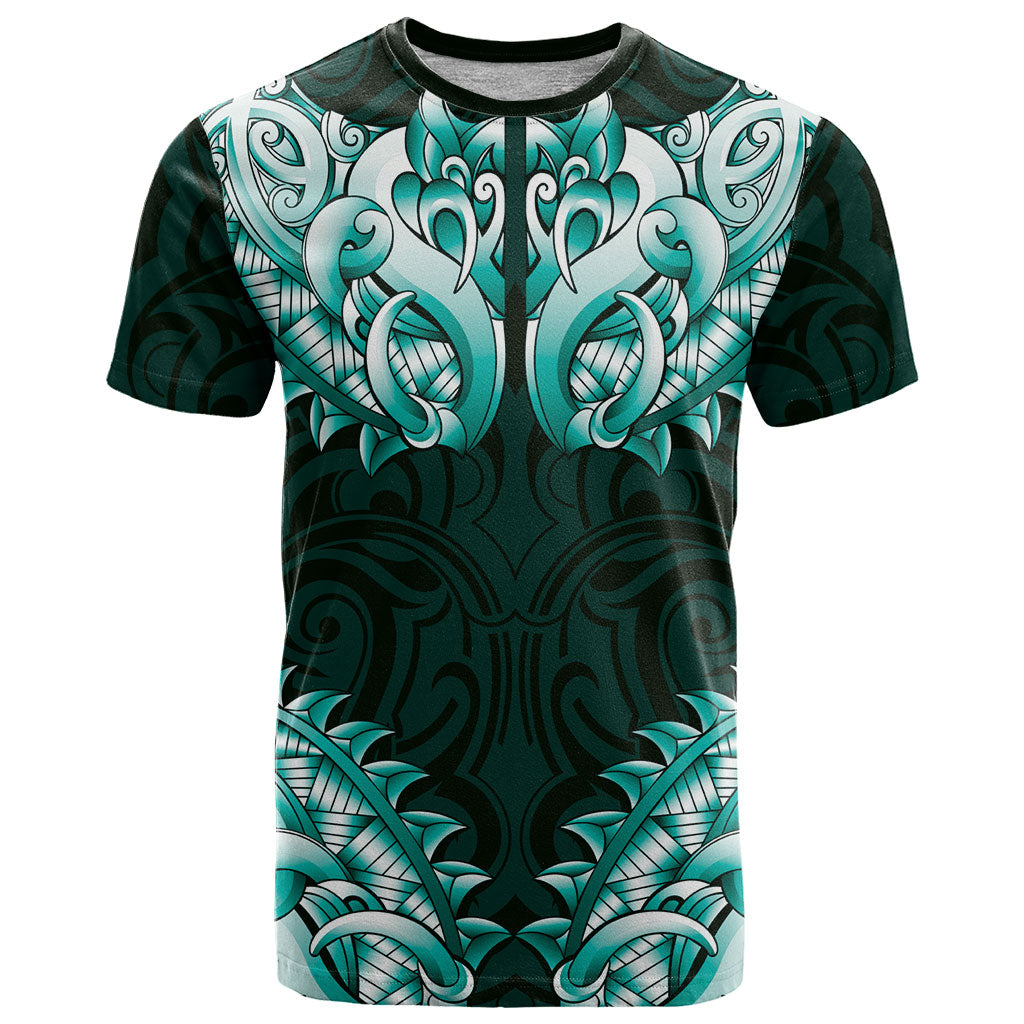 New Zealand Ta Moko T Shirt Aotearoa Maori Chest Tattoo Turquoise