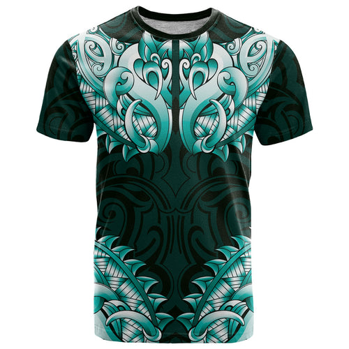 New Zealand Ta Moko T Shirt Aotearoa Maori Chest Tattoo Turquoise